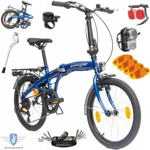 Rower Damski Męski Składany 20" Składak Lekki Shimano Bagażnik Światła